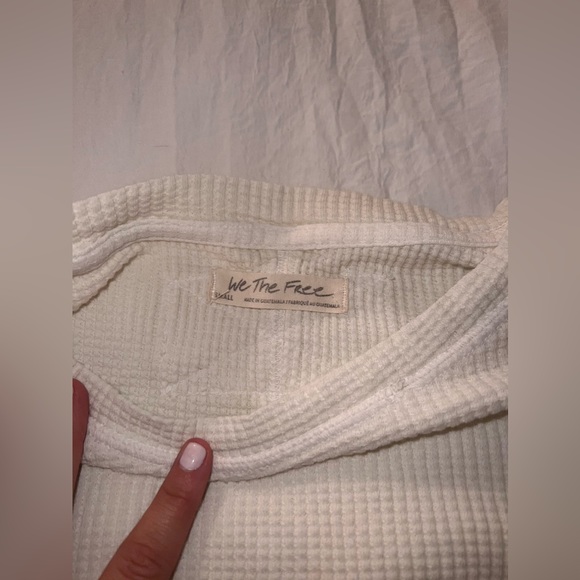 Off White Waffle Free People (WeTheFree) Tee - size Small, lightly worn - Picture 3 of 3